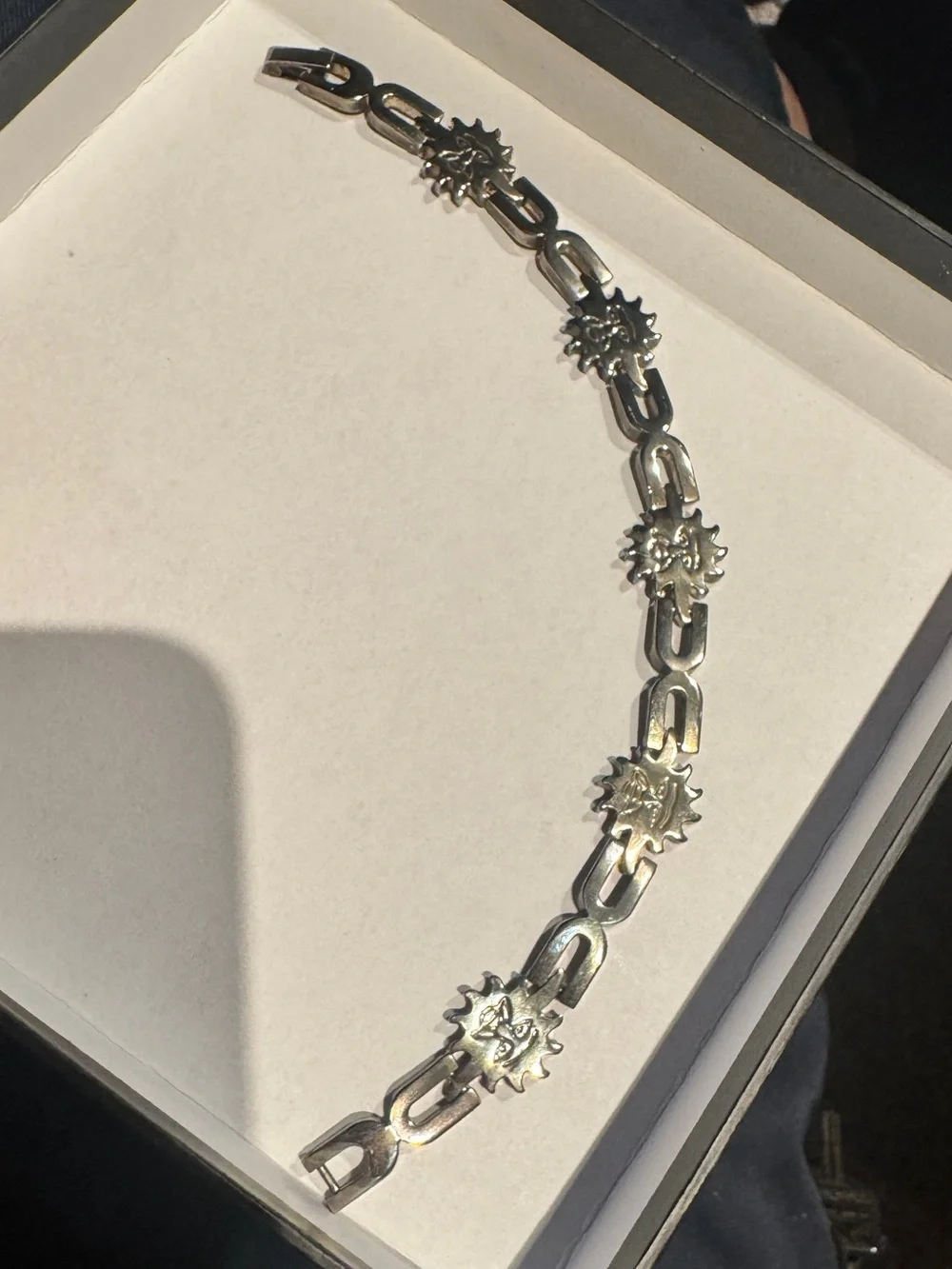 Vintage 925 Sterling Silver Sun Motif Linked Bracelet - - Picture 13 of 14
